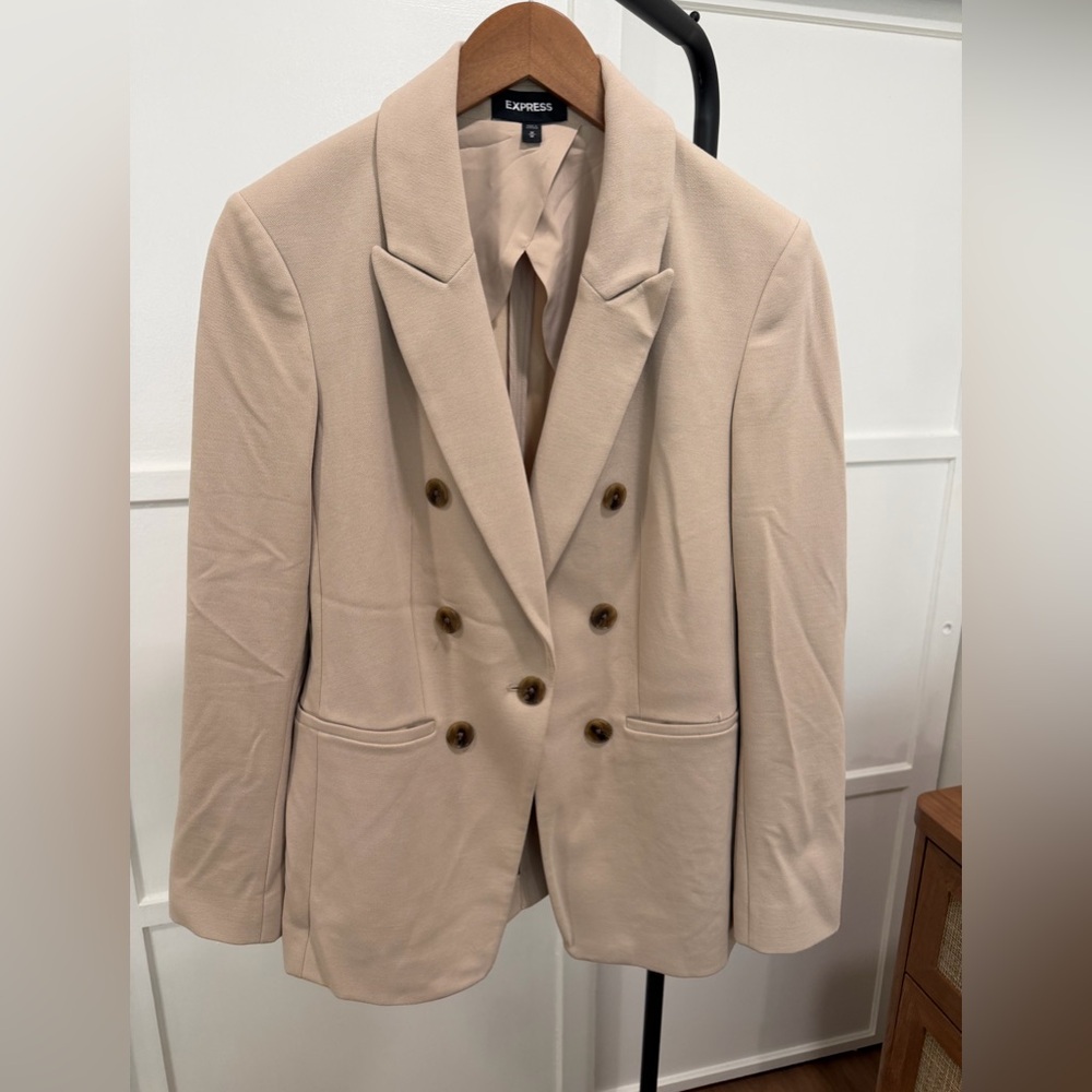 Express Double-Breasted Beige Blazer